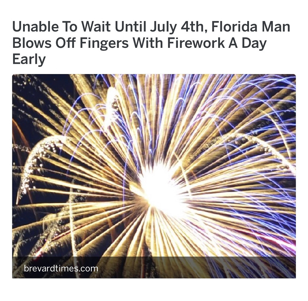 fireworks - Unable To Wait Until July 4th, Florida Man Blows Off Fingers With Firework A Day Early brevardtimes.com