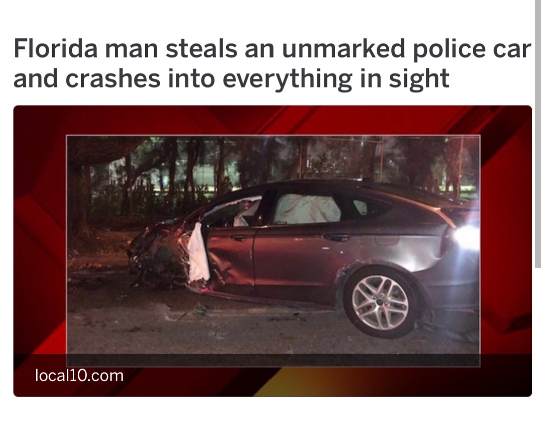 family car - Florida man steals an unmarked police car and crashes into everything in sight local10.com