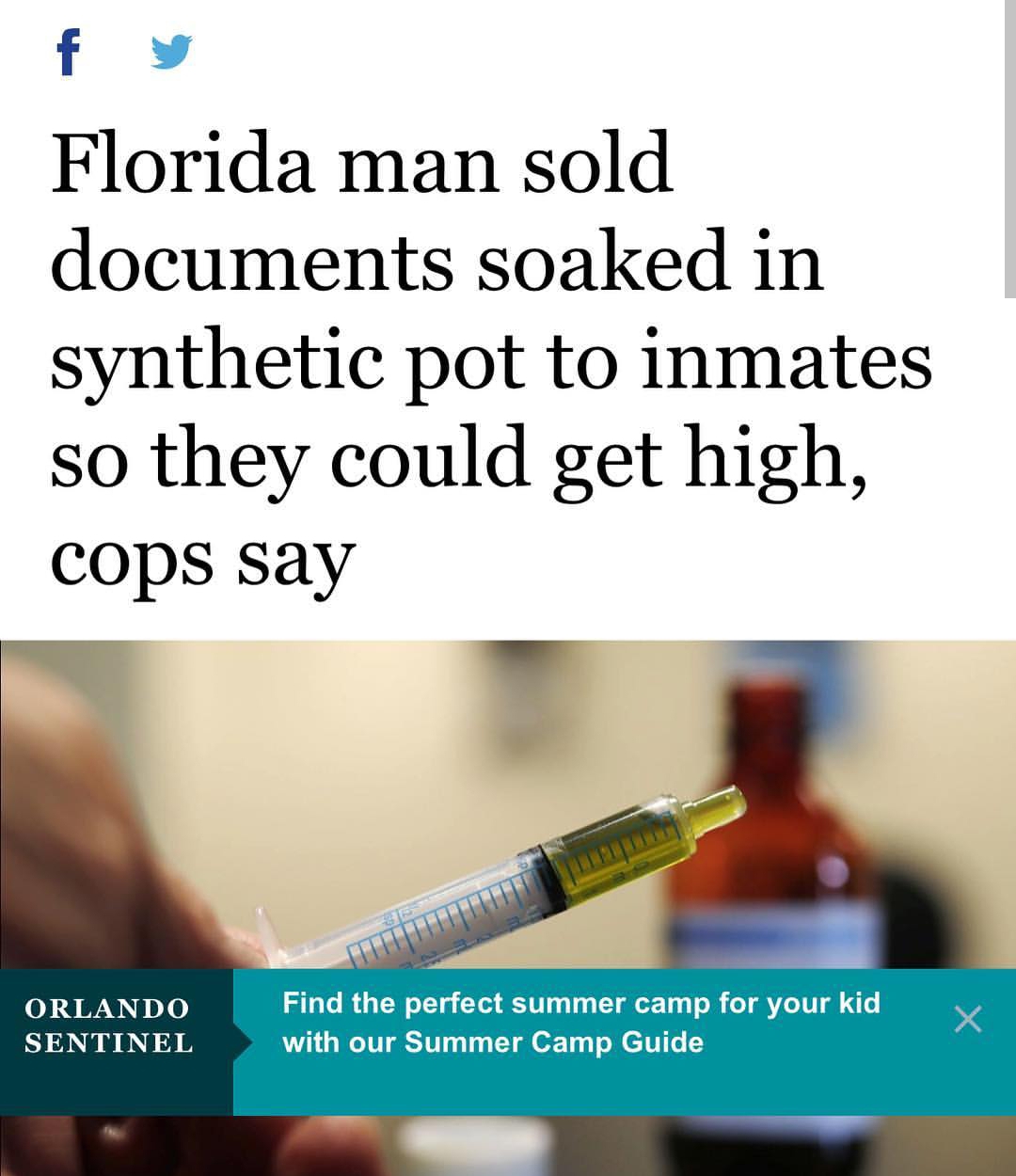 writing - Florida man sold documents soaked in synthetic pot to inmates so they could get high, cops say Orlando Sentinel Find the perfect summer camp for your kid with our Summer Camp Guide y
