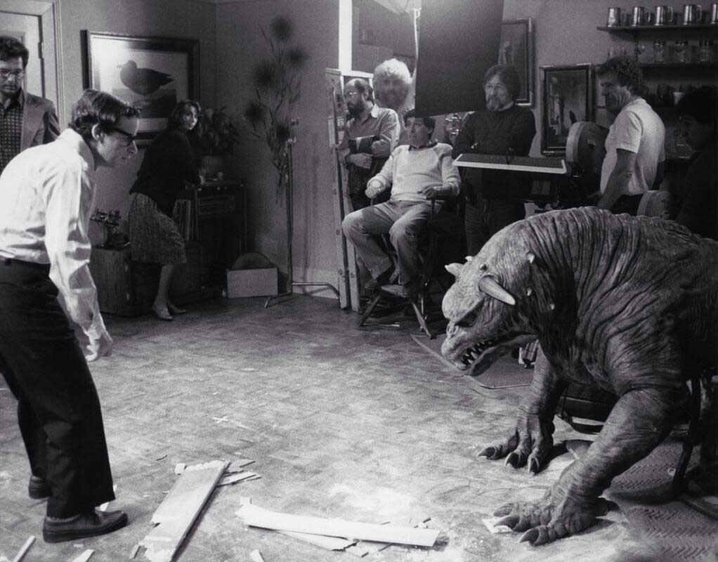 Rick Moranis preparing for his scene in Ghostbusters in 1984.