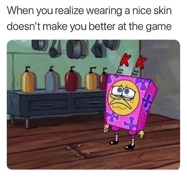 you realize wearing a nice skin - When you realize wearing a nice skin doesn't make you better at the game