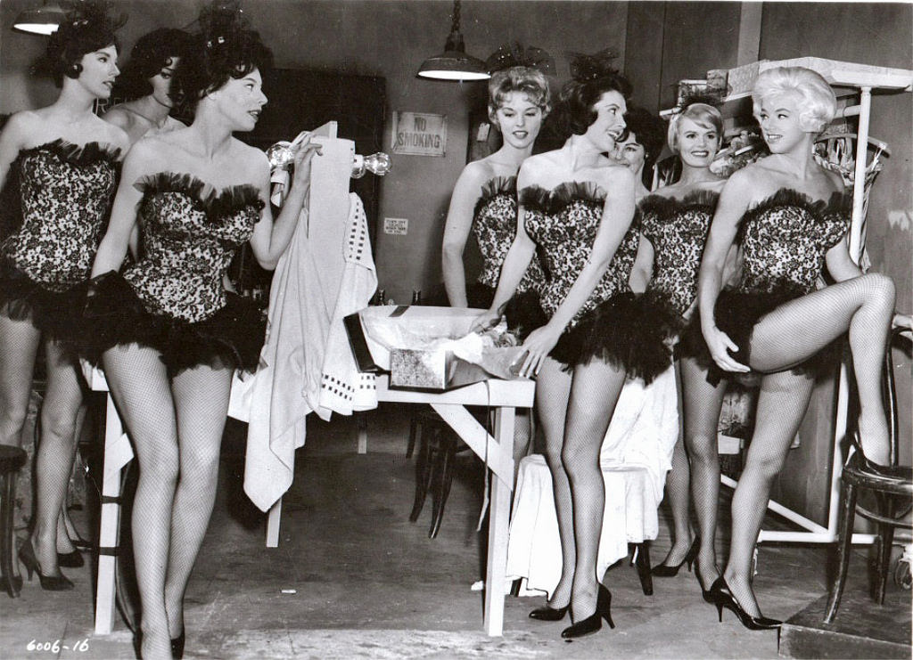 Chorus girls before a show in NYC, US in 1958.