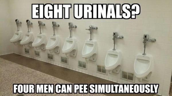 things only guys understand - Eight Urinals? Four Men Can Pee Simultaneously