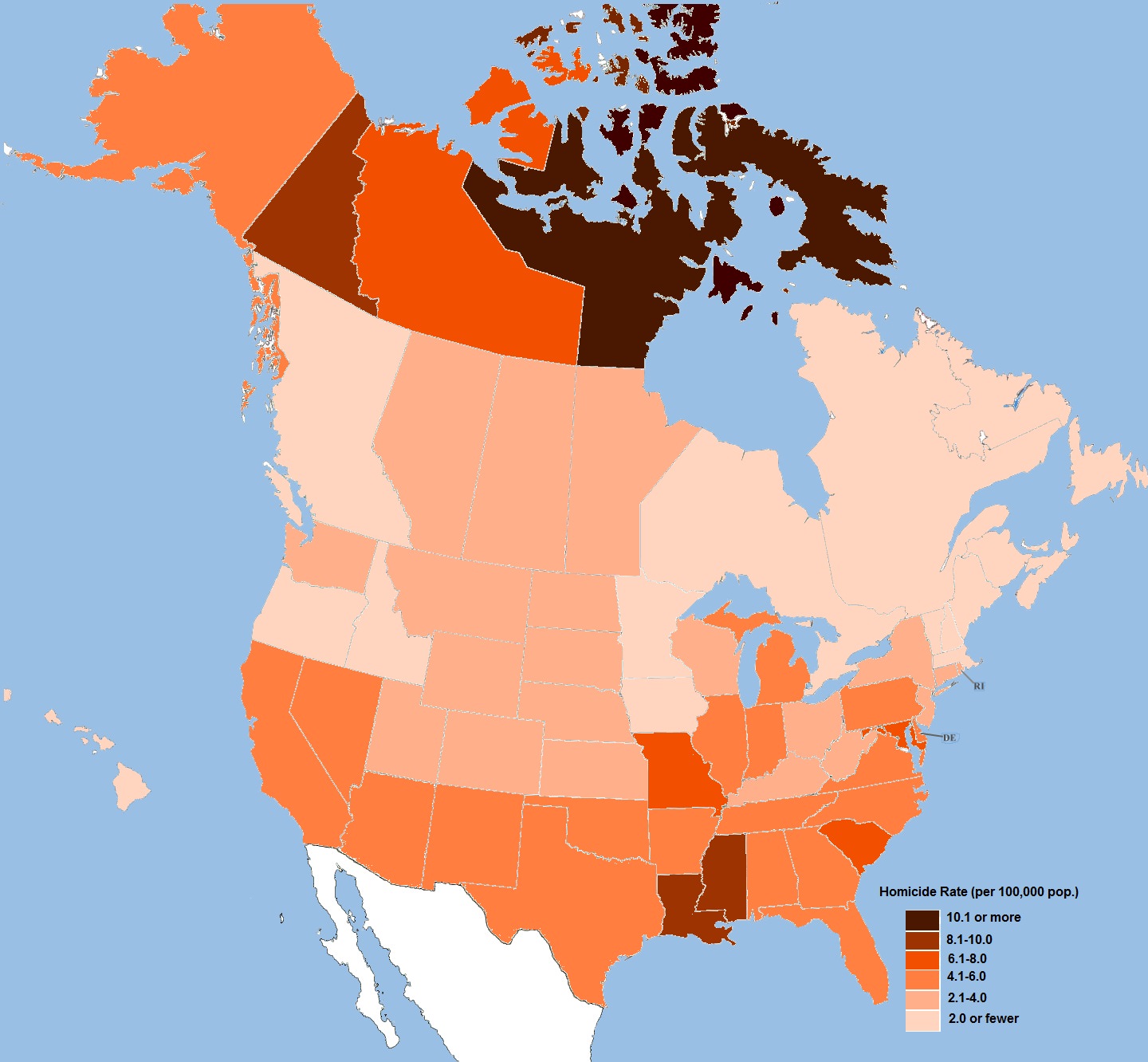 US and Canada Murder Rates