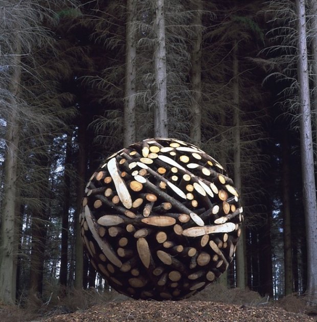 wood ball sculpture