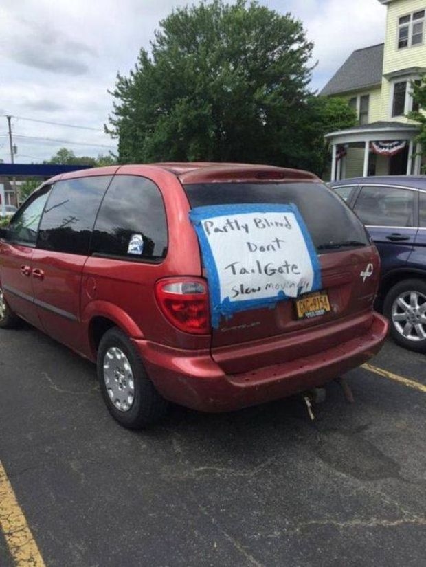 family car - Partly Blind Dont Tailgate Slow Moving 2015