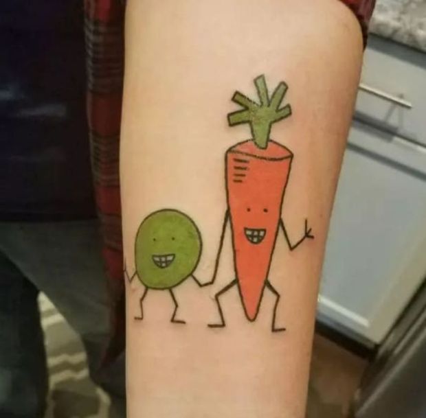 peas and corrots tattoo - 1113