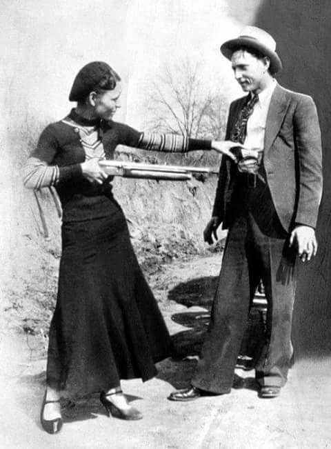 A rare photo of the notorious Bonnie and Clyde.