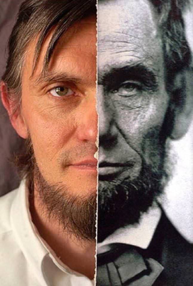 Ralph Lincoln, 11th generation cousin of Abraham Lincoln with Abe himself.