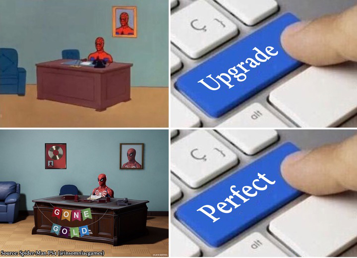 spiderman meme desk blank - Upgrade Gone Golde Perfect Source SpiderMan Psa