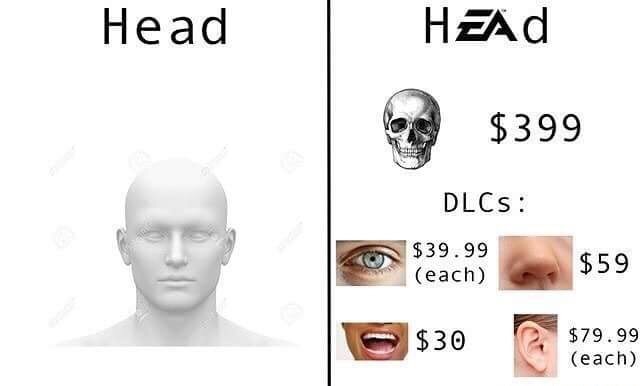 ea memes - Head Head $399 Dlcs $39.99 each $59 $30 $79.99 each