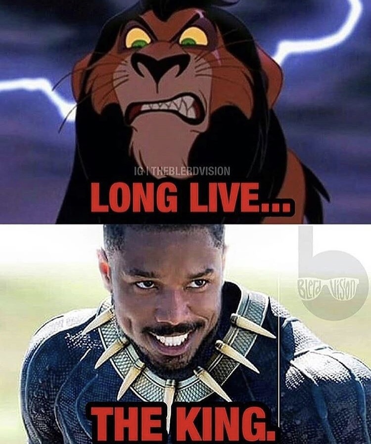 In Lion King, it is Scar, Mufasa's brother who kills the King and in Black Panther, it is T'Challas cousin who challenges the thrown, after having killed the King. 