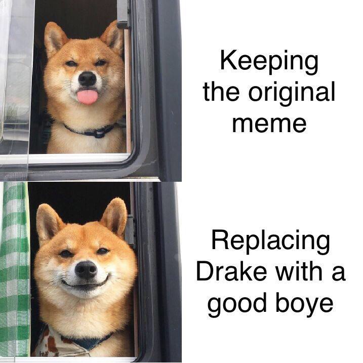 you shall not steal - Keeping the original meme Replacing Drake with a good boye