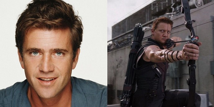Now the guys we expected to show up- Mel Gibson as the missing Hawkeye.