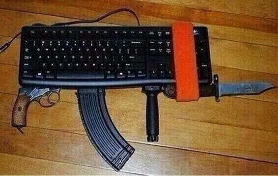 keyboard gun meme