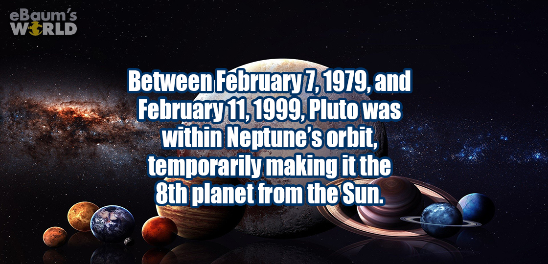 bob proctor - eBaum's World Between , and , Pluto was within Neptune's orbit, temporarily making it the 8th planet from the Sun.