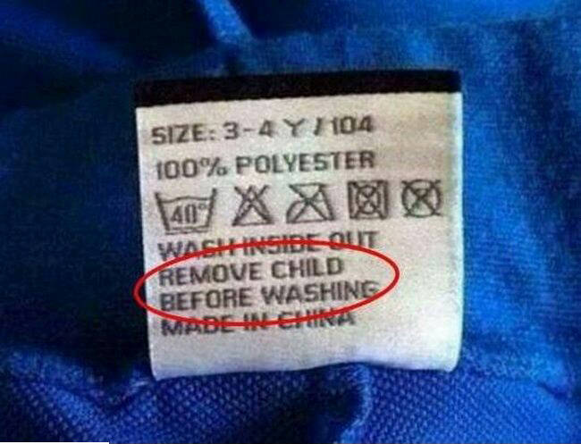 hidden messages on products - Size 34YH04 | 100% Polyester Washinsideout Remove Child Before Washing MbbenEhra