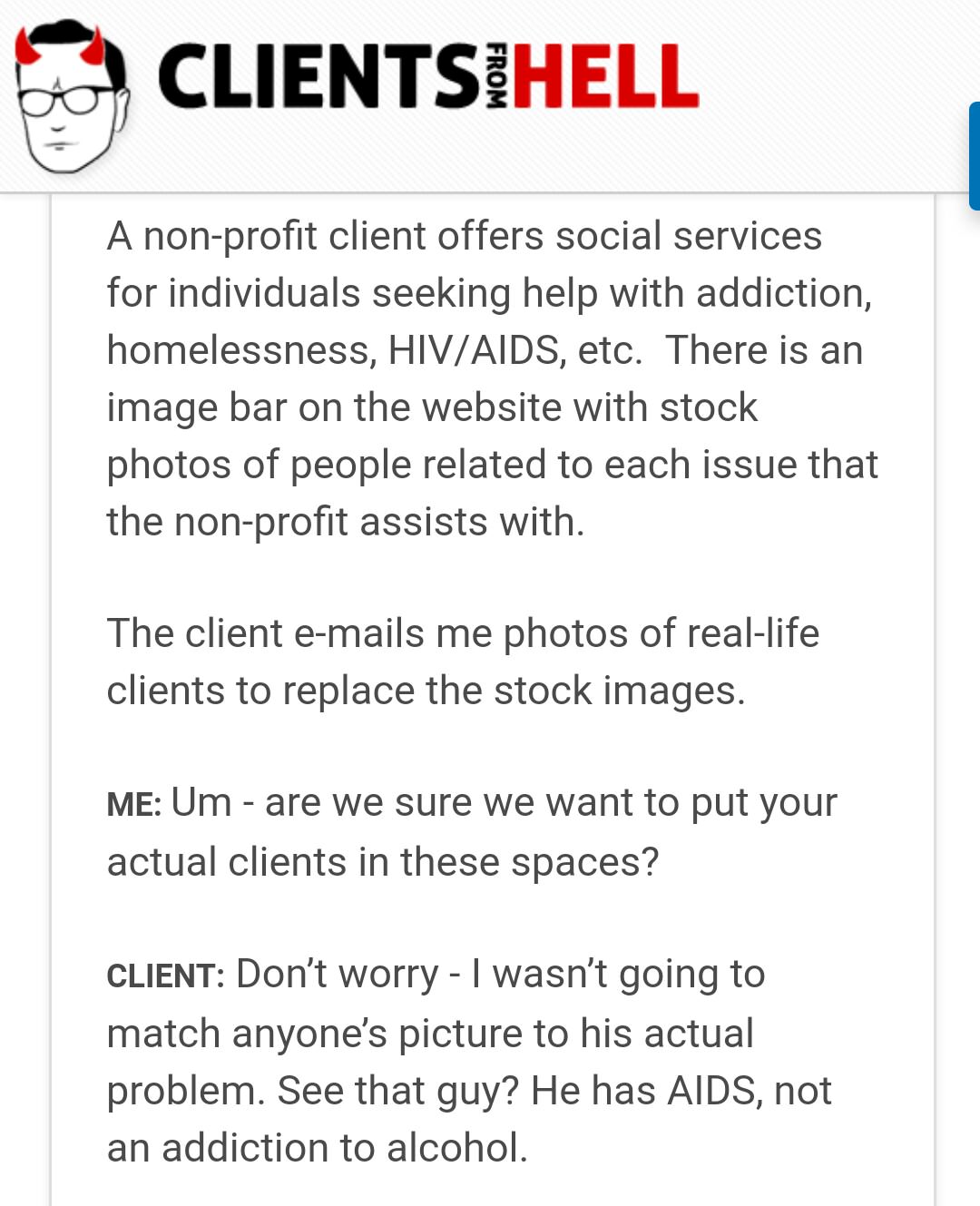 quotes on environment protection - Clientsihell From A nonprofit client offers social services for individuals seeking help with addiction, homelessness, HivAids, etc. There is an image bar on the website with stock photos of people related to each issue 