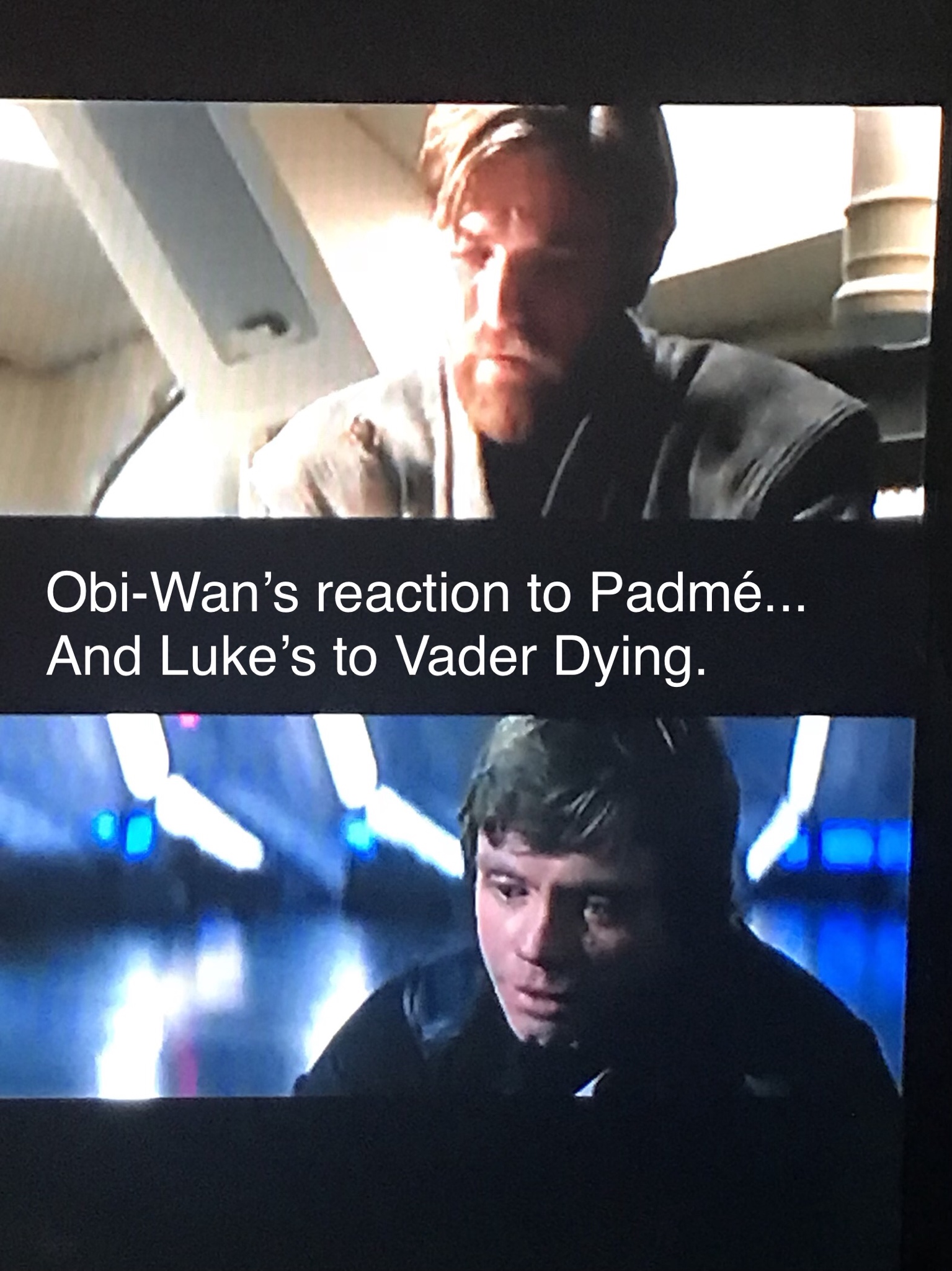 photo caption - ObiWan's reaction to Padm... And Luke's to Vader Dying.
