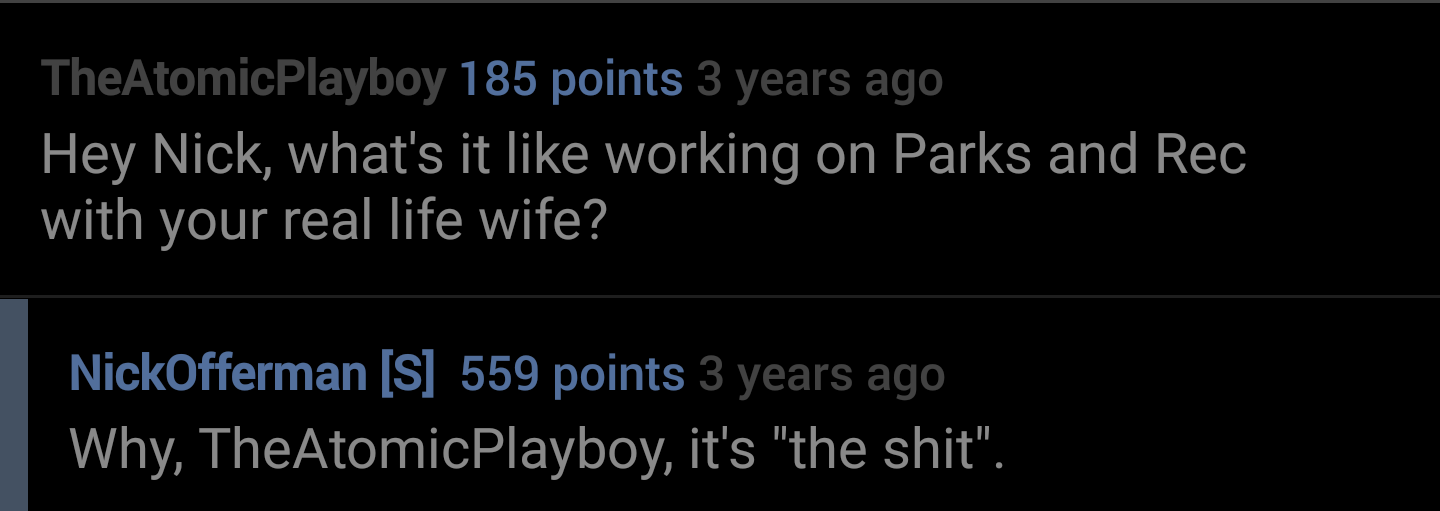 super bass lyrics - TheAtomicPlayboy 185 points 3 years ago Hey Nick, what's it working on Parks and Rec with your real life wife? NickOfferman S 559 points 3 years ago Why, TheAtomicPlayboy, it's "the shit".