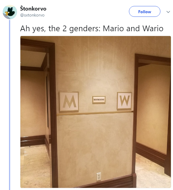 two genders mario and wario - tonkorvo v Ah yes, the 2 genders Mario and Wario Restrooms