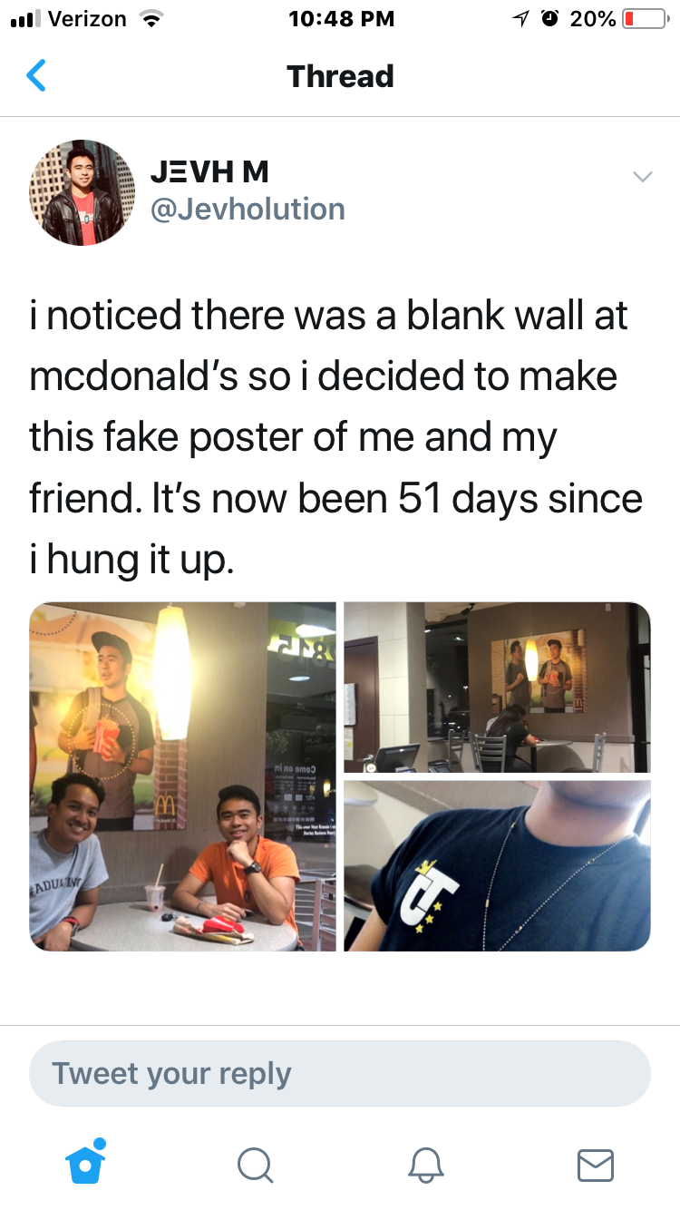 Guy Hangs A Poster Of Himself And His Buddy At A McDonald's To See If Anyone Will Notice