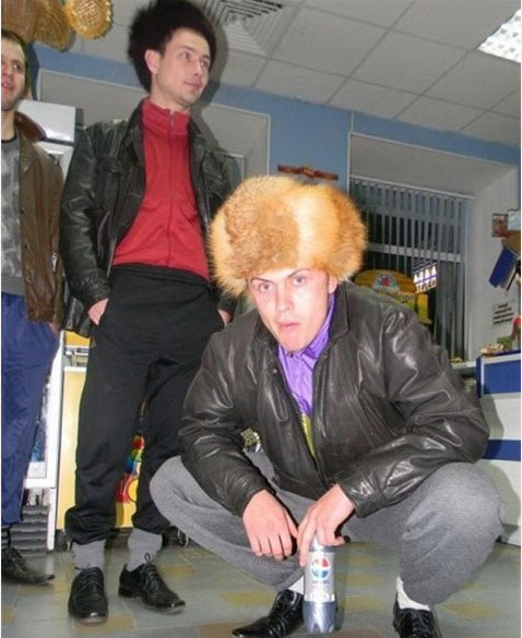 Russian people - slav squat pose