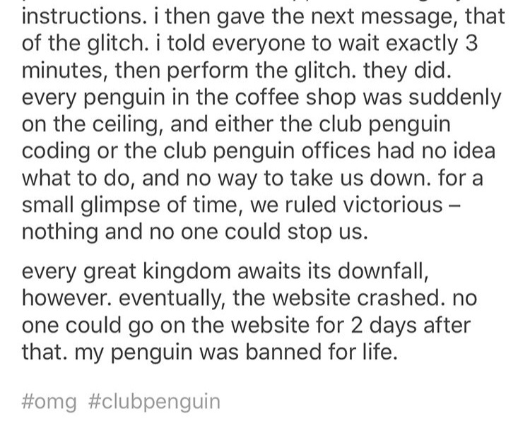 happens if you illegally enter other countries - instructions. i then gave the next message, that of the glitch. I told everyone to wait exactly 3 minutes, then perform the glitch. they did. every penguin in the coffee shop was suddenly on the ceiling, an