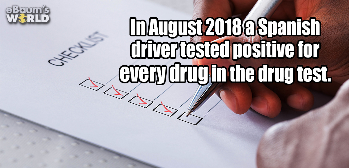 pop icon - eBaum's World In a Spanish drivertested positive for every drug in the drug test.