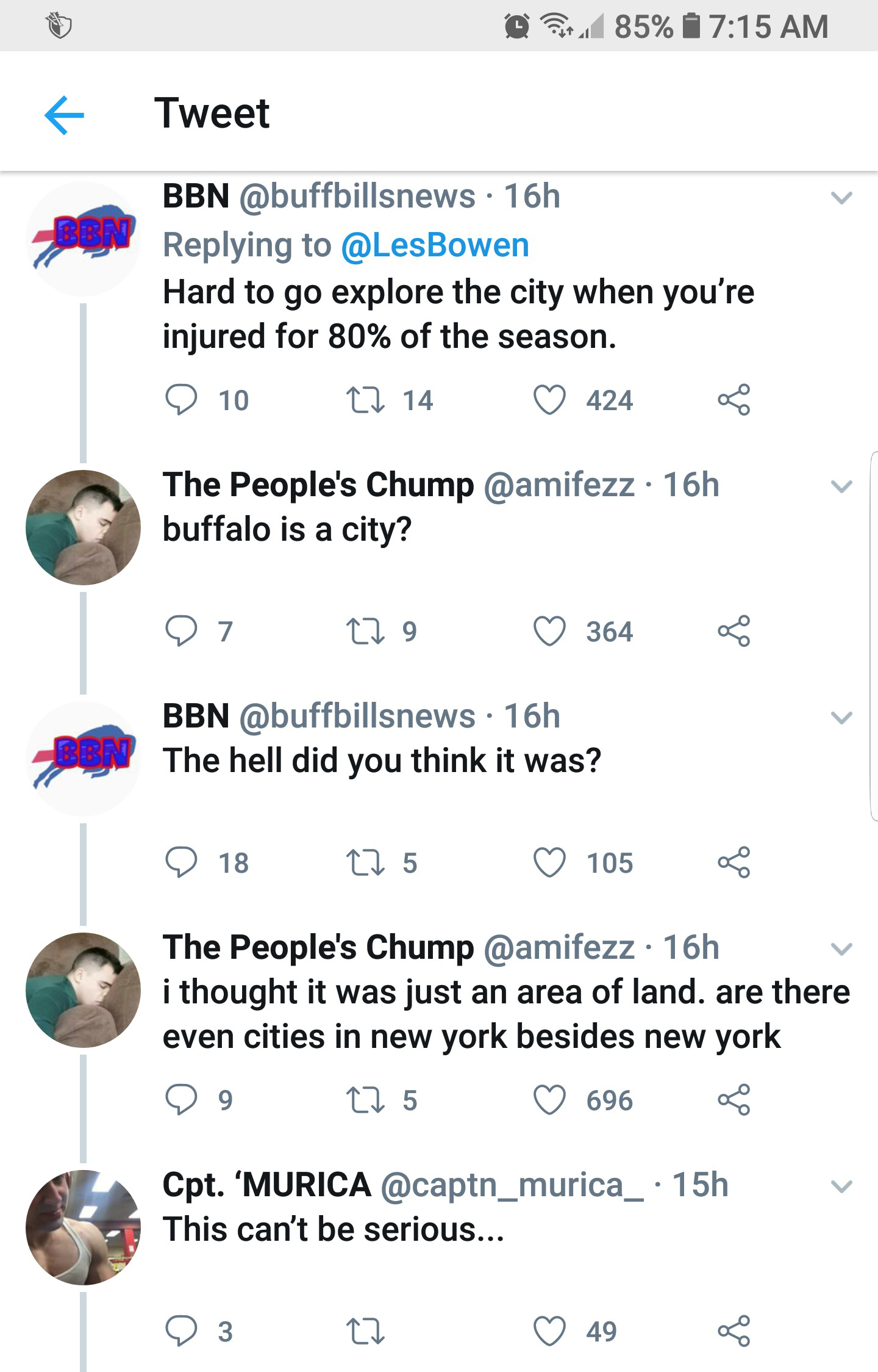 body jewelry - 85% Tweet Bbn 16h Hard to go explore the city when you're injured for 80% of the season. 10 12 14 424 The People's Chump . 16h buffalo is a city? 7 29 364 Bbn . 16h The hell did you think it was? 18 D5 105 The People's Chump . 16h i thought