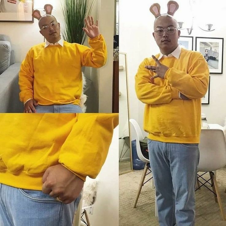 Man wearing an Arthur meme costume