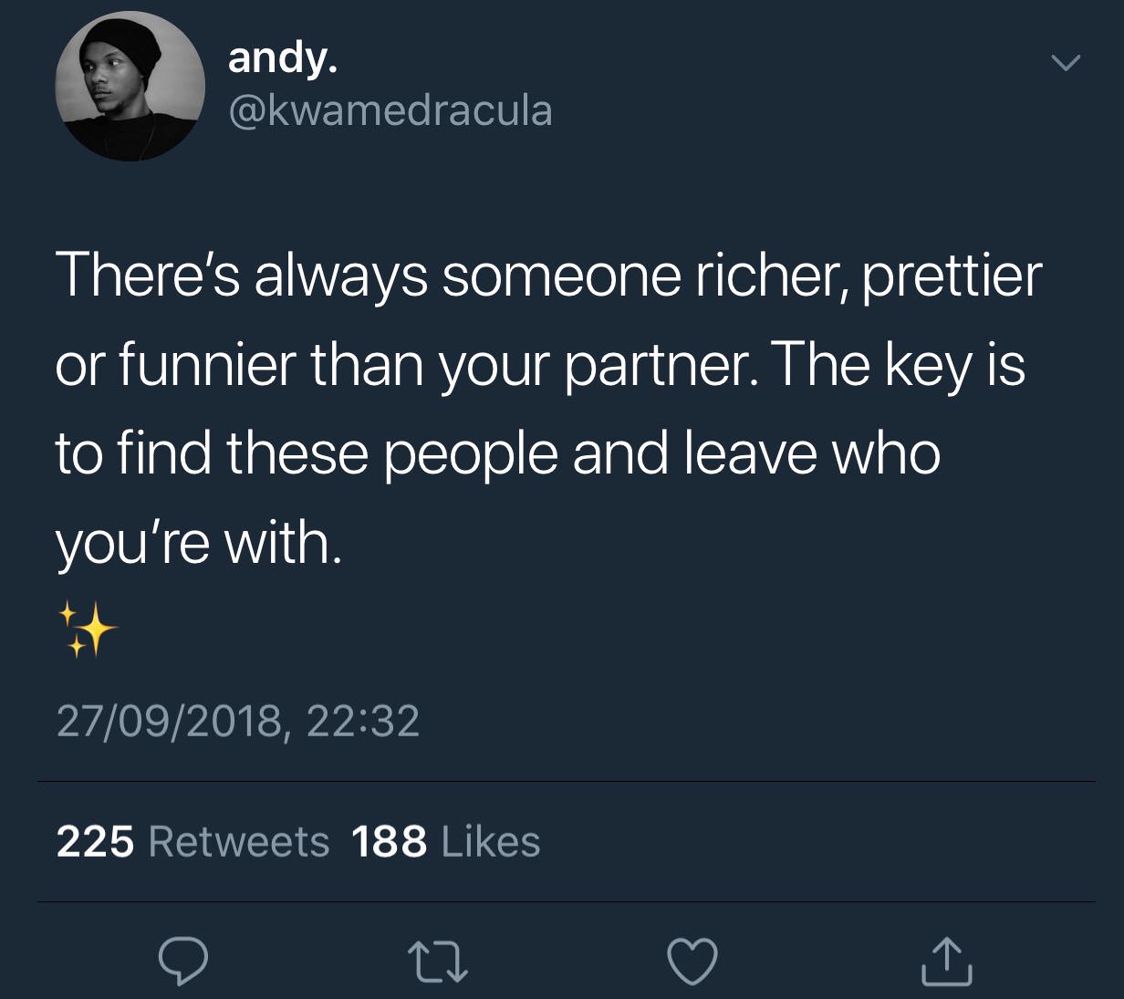 black twitter girls cheat - andy. andy. There's always someone richer, prettier or funnier than your partner. The key is to find these people and leave who you're with. 27092018, 225 188 o 22