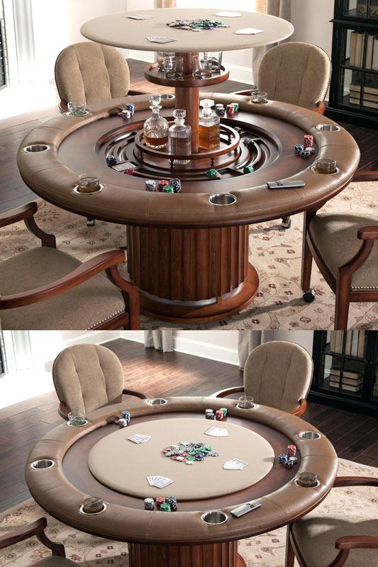 wooden spool poker table