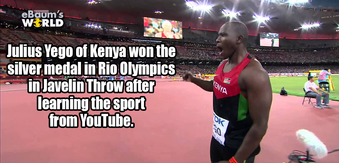 athlete - Julius Yego of Kenya won the silver medal in Rio Olympics in Javelin Throw after learning the sport from YouTube. Enna