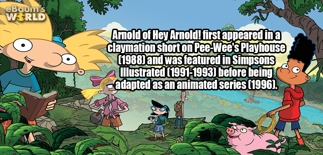 craig bartlett hey arnold - eBaum's World Arnold of Hey Arnold! first appeared in a claymation short on PeeWee's Playhouse 1988 and was featured in Simpsons 2 Illustrated 19911993 before being adapted as an animated series 1996.