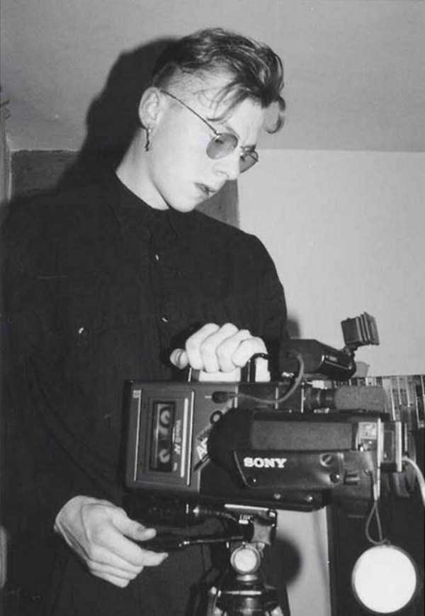 A young Simon Pegg preparing a camera for a project, in the late 1980s.