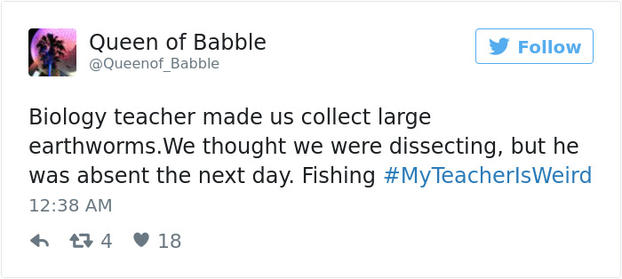 rape tweets - Queen of Babble Biology teacher made us collect large earthworms. We thought we were dissecting, but he was absent the next day. Fishing 7 4 18