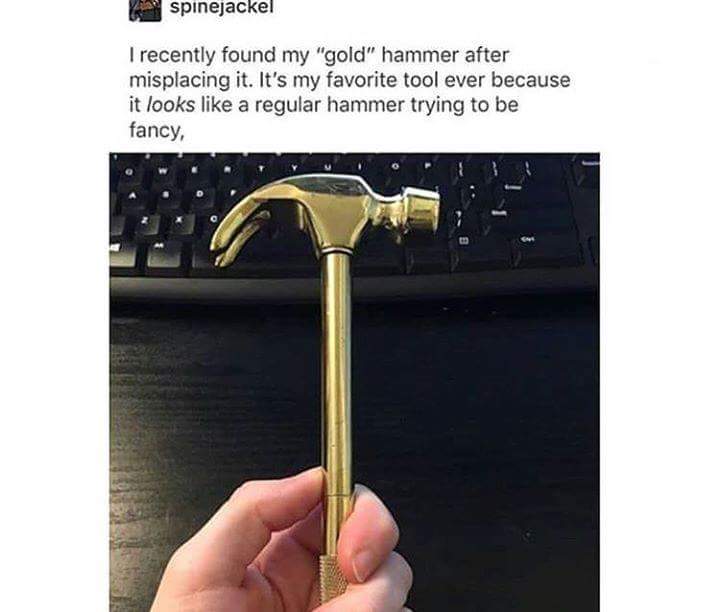 Turns Out The Perfect Tool To Repair A Laptop Is A Golden Hammer