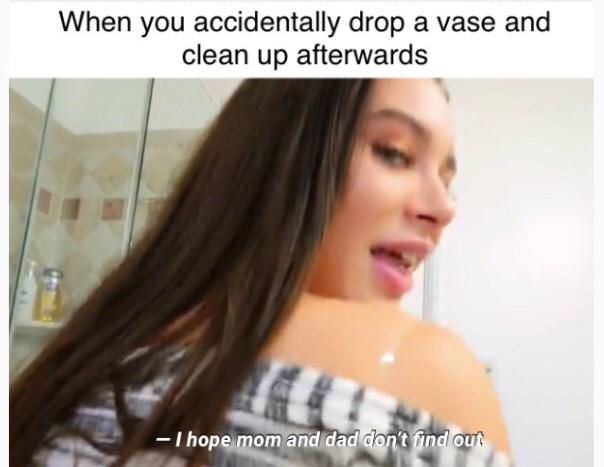 porn memes - When you accidentally drop a vase and clean up afterwards I hope mom and dad don't find out