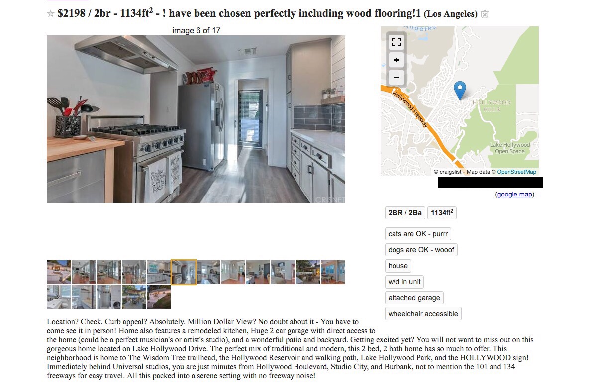floor - $21982br 1134ft ! have been chosen perfectly including wood flooring!1 Los Angeles image 6 of 17 gere Hollywood F Hollywood Inills Lake Hollywood Open Space craigslist Map data OpenStreetMap google map Icrisne 2BR2Ba 1134ft? cats are Ok purrr dogs