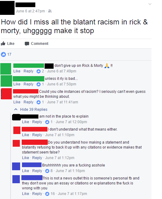 racist reddit - June 6 at pm. How did I miss all the blatant racism in rick & morty, uhggggg make it stop Comment 17 don't give up on Rick & Morty !! 2 June 6 at pm unless it rly is bad... 1 June 6 at pm Could you cite instances of racism? I seriously can