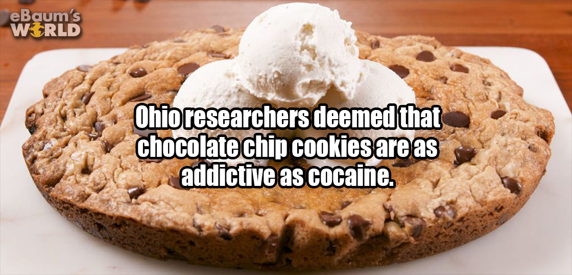 sorry it took so long - e Baum's World Ohio researchers deemed that chocolate chip cookies are as addictive as cocaine.
