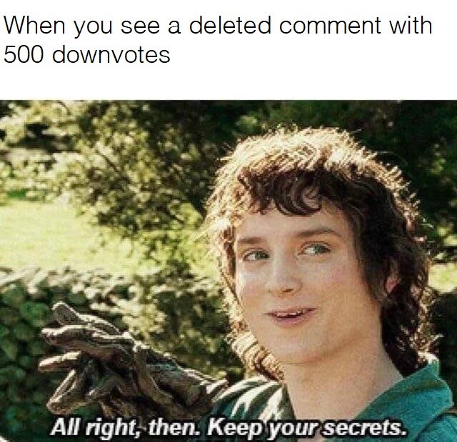 memes - keep your secrets meme - When you see a deleted comment with 500 downvotes All right, then. Keep your secrets.