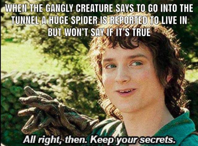 meme keep your secret memes - . When The Gangly Creature Says To Go Into The Tunnel A Huge Spider Is Reported To Live In But Won'T Say If It'S True All right, then. Keep your secrets.