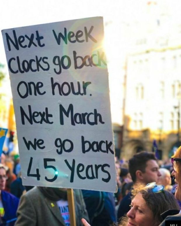 funny brexit protest signs - Next Week Clocks go back one hour. Next March We go back 45 Years Mat