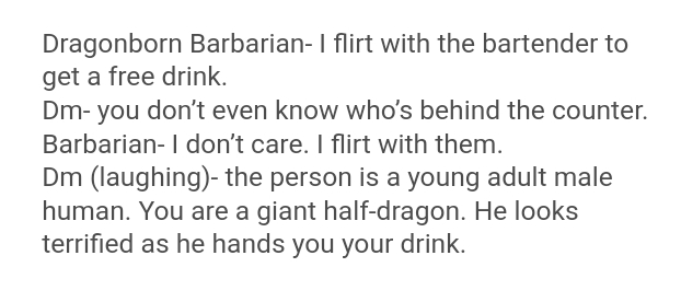 health quotes islam - Dragonborn Barbarian 1 flirt with the bartender to get a free drink. Dm you don't even know who's behind the counter. Barbarian I don't care. I flirt with them. Dm laughing the person is a young adult male human. You are a giant half
