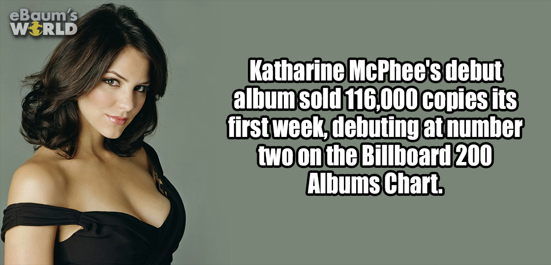 beautiful katharine mcphee - eBaum's World Katharine McPhee's debut album sold 116,000 copies its first week, debuting at number two on the Billboard 200 Albums Chart.