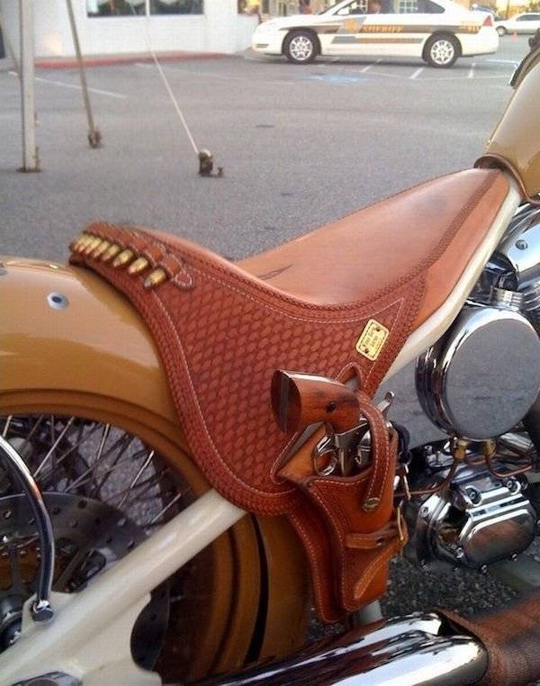 america motorcycle seat with gun holster