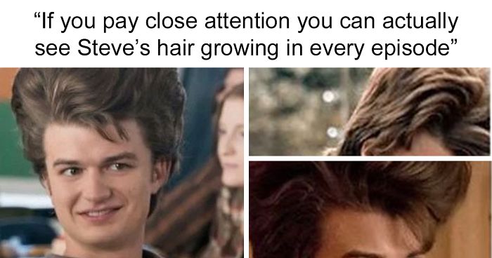 stranger things memes - "If you pay close attention you can actually see Steve's hair growing in every episode"