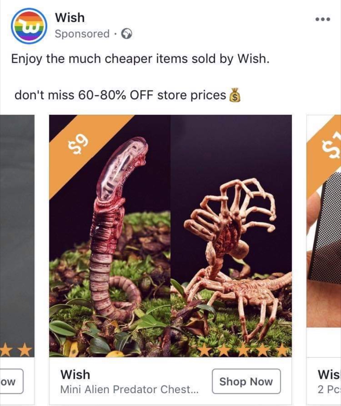 wtf wish - Wish Sponsored Enjoy the much cheaper items sold by Wish. don't miss 6080% Off store prices $ $9 Wis ow Wish Mini Alien Predator Chest... Shop Now 2 Pc